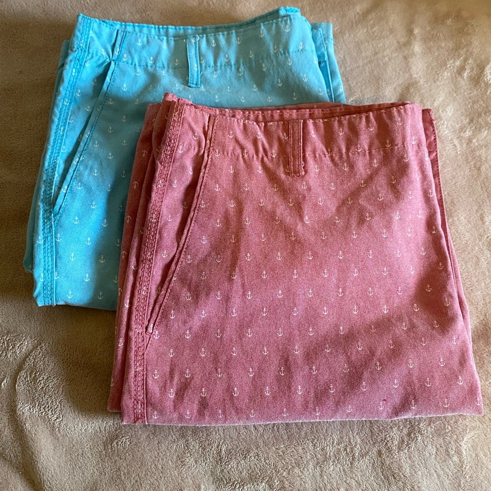 TRUE ROCK BUNDLE Men Teal/Aquamarine Red Nautical Anchor Print Size 40 Shorts